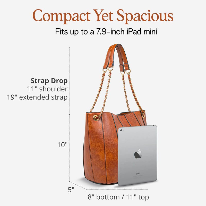 rofozzi Vegan Leather Purses for Women, Faux Leather Handbags for Women, Bucket Purse, Top Handle Bag - Image 4