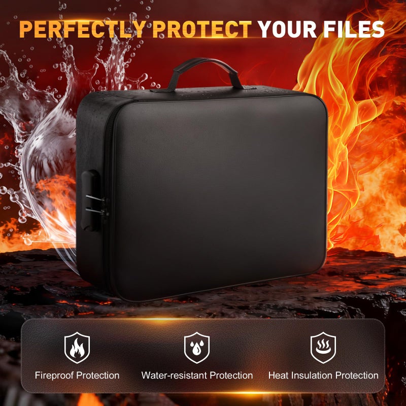 kanhiro Fireproof Waterproof Document Bag with Lock - Kanhiro Upgraded Fireproof File Organizer, Portable Safe Box And File Box For Home Travel, Important Document Organizer For Passport, Certificates, Laptop - Image 2