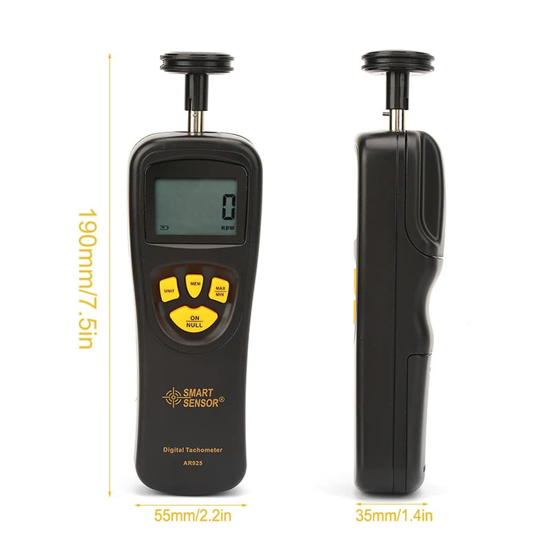 Walfront Tachometer Smart Sensor Tachometer Marker 0.5-19999 RPM Hand Tachometer Rotation Meter Tach Digital Photo Speed Tachometer with LCD Backlight - Image 2