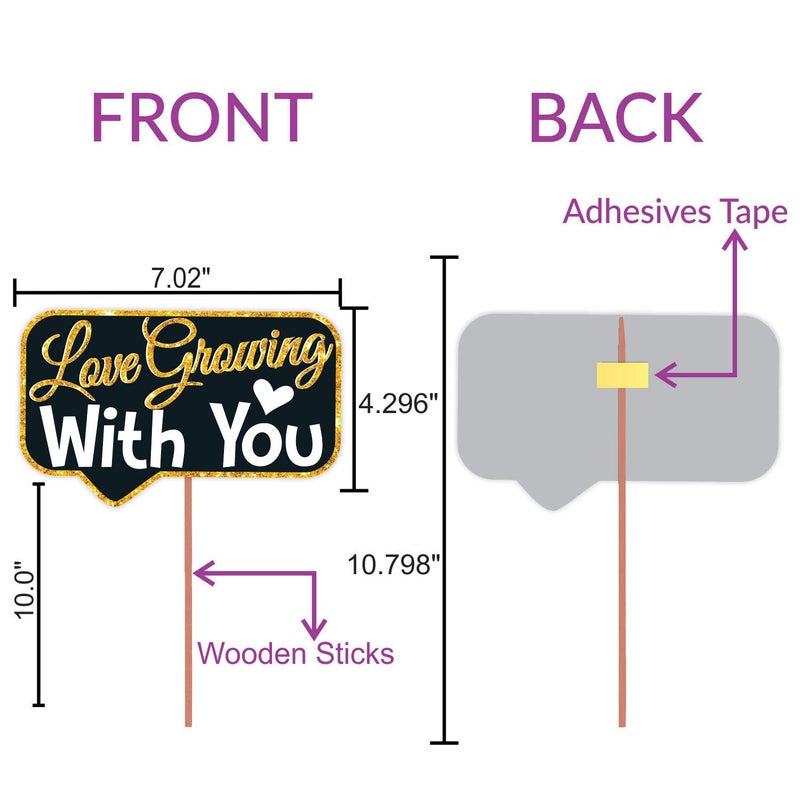 Wobbox 10th Anniversary Photo Booth Party Props DIY Kit, Golden Gliter & Black, Anniversary Party Decoration - Image 3