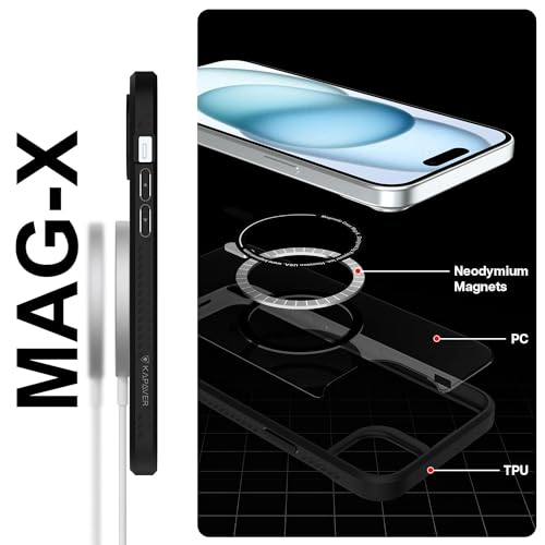 KAPAVER Mag-X Back Cover Case Compatible with iPhone 15 (TPU+PC) (Black) - Image 3