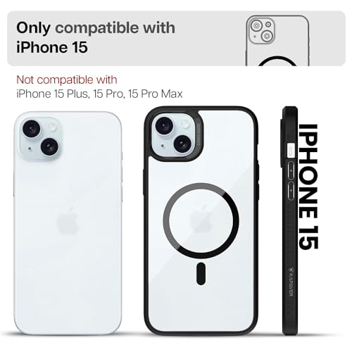 KAPAVER Mag-X Back Cover Case Compatible with iPhone 15 (TPU+PC) (Black) - Image 2