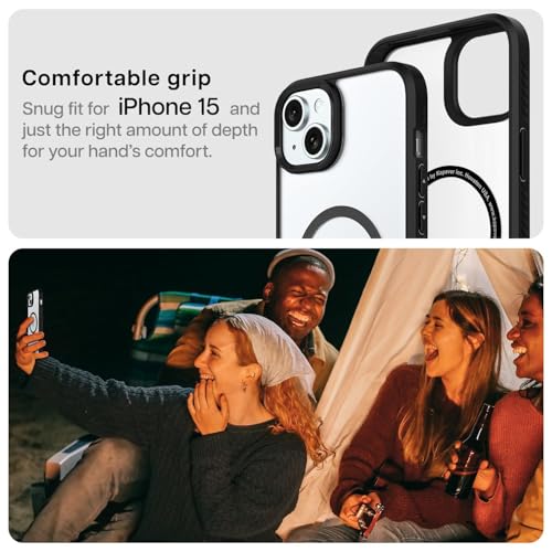 KAPAVER Mag-X Back Cover Case Compatible with iPhone 15 (TPU+PC) (Black) - Image 4