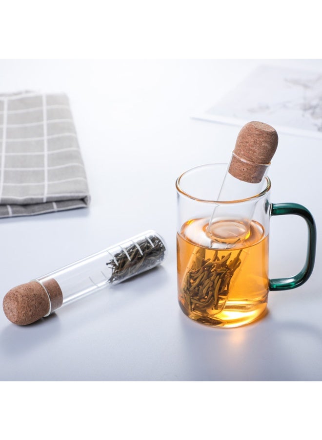 شخصية الزجاج واضح اختبار أنبوب أسلوب الشاي Infuses للسفر فضفاض كامينغ صغير الشاي المحمول مصفاة صانع الشاي - Image 1