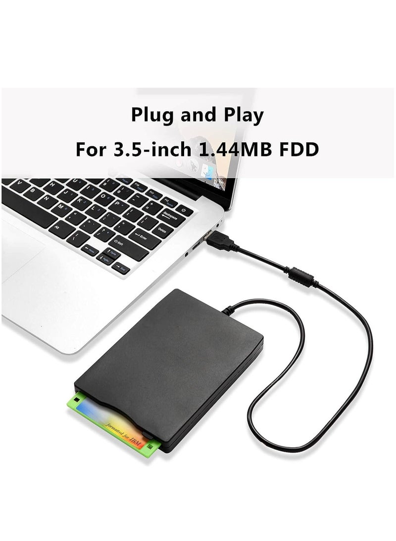 محرك أقراص USB خارجي 3.5 بوصة محمول 1.44 ميجابايت FDD ، قابل للتشغيل والتشغيل لأجهزة الكمبيوتر المحمولة Windows 2000 / XP / Vista / 7/8 - Image 2