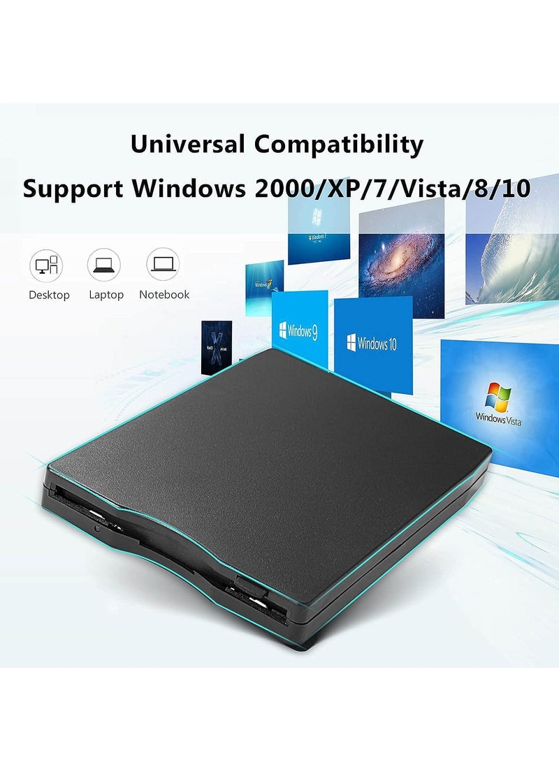 محرك أقراص USB خارجي 3.5 بوصة محمول 1.44 ميجابايت FDD ، قابل للتشغيل والتشغيل لأجهزة الكمبيوتر المحمولة Windows 2000 / XP / Vista / 7/8 - Image 4