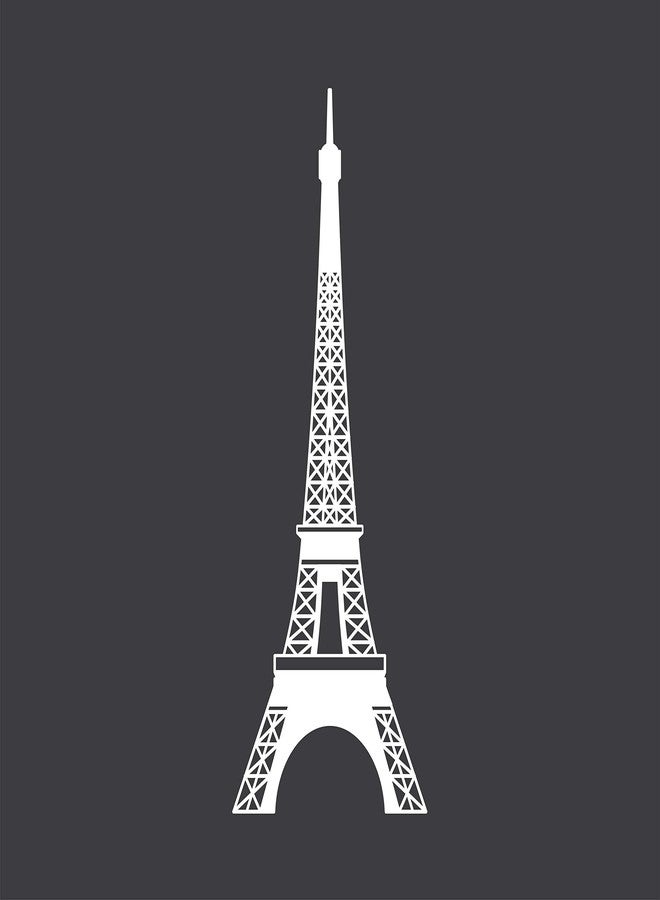 Printique Vinyl Wall Art Decal - Eiffel Tower - 60" x 22" - Cute Minimal France Adhesive Sticker Modern for Paris Lover Home School Work Office Girl Bedroom Closet Living Room Kids Room Store Decor (White) - Image 4