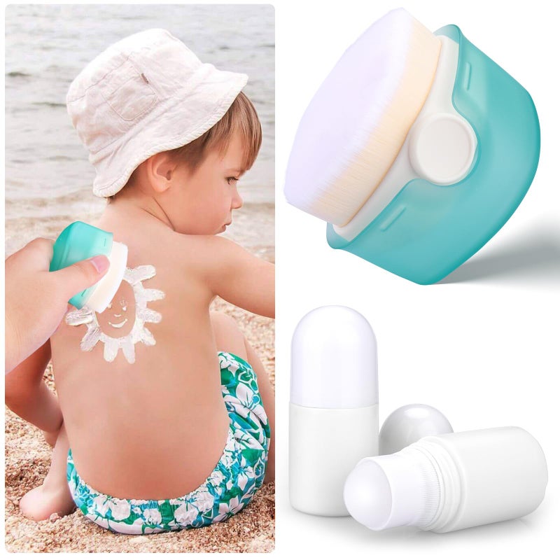 Mity rain Sunscreen Applicator for Kids, 3PCS Sunscreen Roller Bottle and Sunblock Buddy Brush Set, Buddies Sunscreen Applicator with Lid(2Roller+1Brush) - Image 1