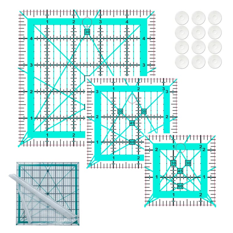 HUIFARI Quilting Rulers,3 Square Quilting Ruler(2.5",3.5", 5") - Image 1