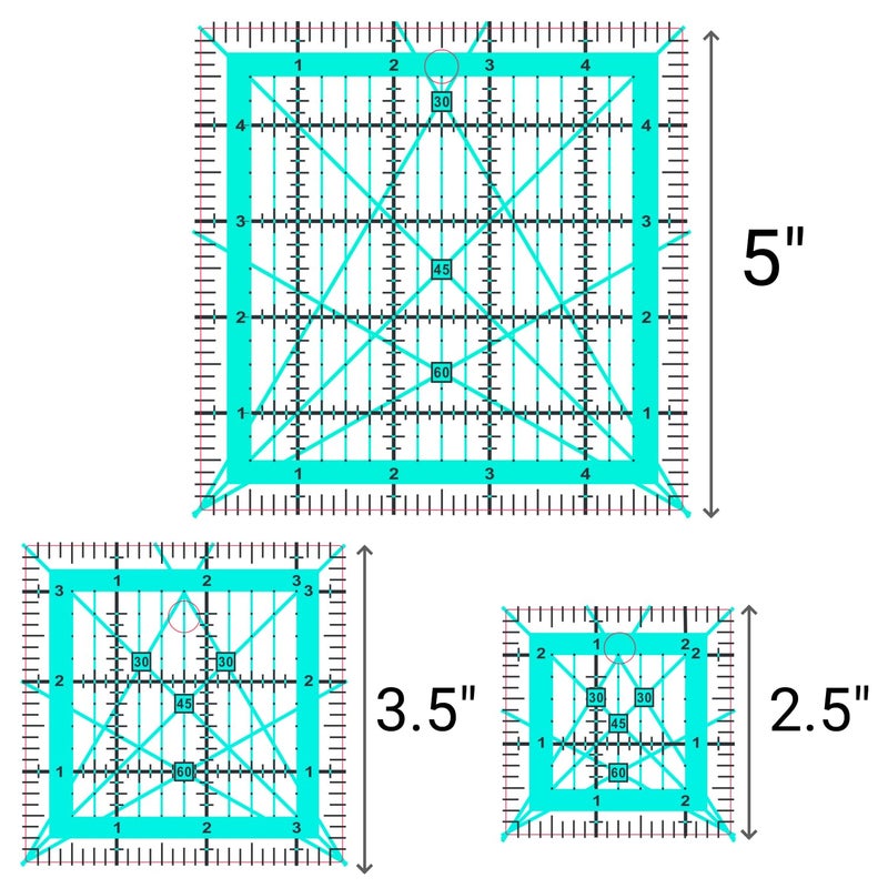 HUIFARI Quilting Rulers,3 Square Quilting Ruler(2.5",3.5", 5") - Image 5