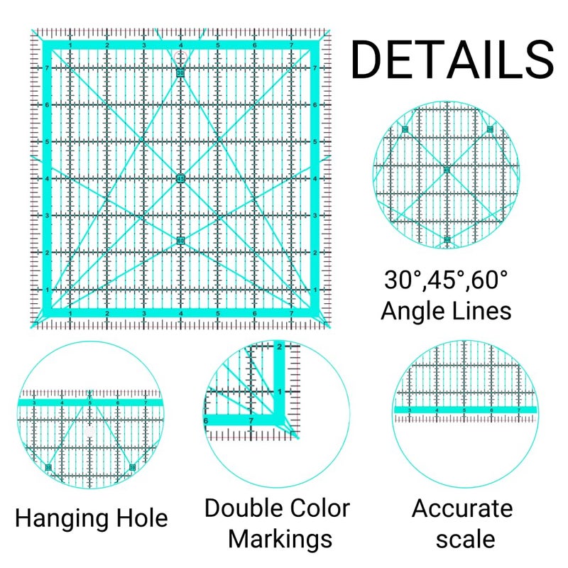 HUIFARI Quilting Rulers,3 Square Quilting Ruler(2.5",3.5", 5") - Image 4