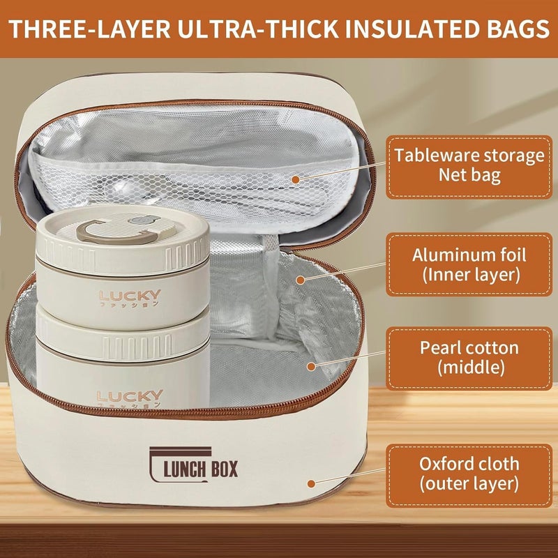 Pomefar Lunch Box, Stainless Steel Leakproof Bento Lunch Box Set with 4 Separate Lunch Container, Insulated Lunch Bag, Spoon and Fork for School, Home and Office - Image 5