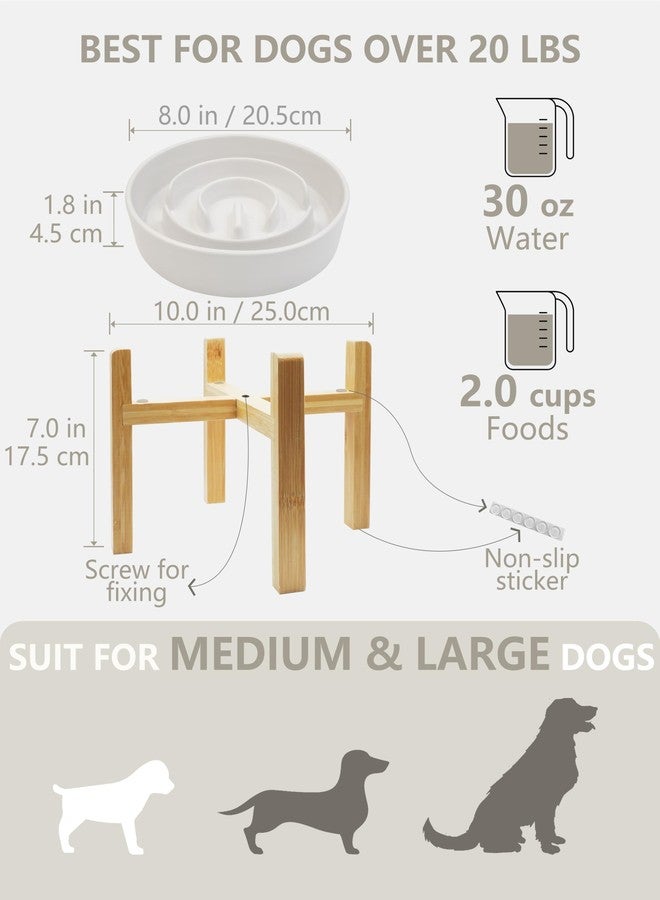 MOPANG Ceramic Slow Feeder Dog Bowls Elevated, 2.0 Cups Slow Feeder for Medium Dogs, Puzzle Maze Bowl to Slow Down Eating, 30oz, 8in, White - Image 5