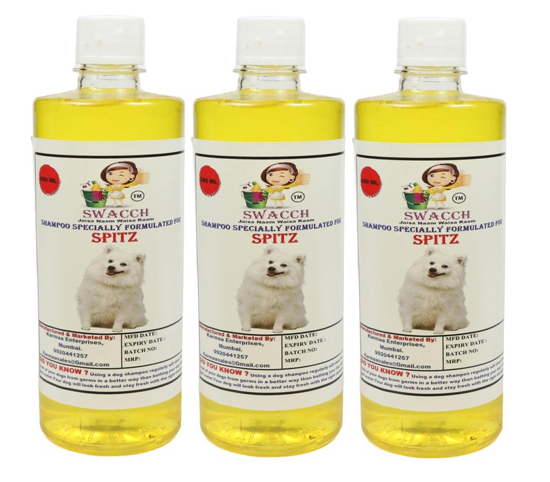 swacch Spitz Dog Shampoo + Dumbbell Toy I Durable Rubber Dog Toy for Chewing I Playing,Teeth Cleaning & Training Toy I Combo Pack I 500ml Pack of 3 Lemon - Image 2