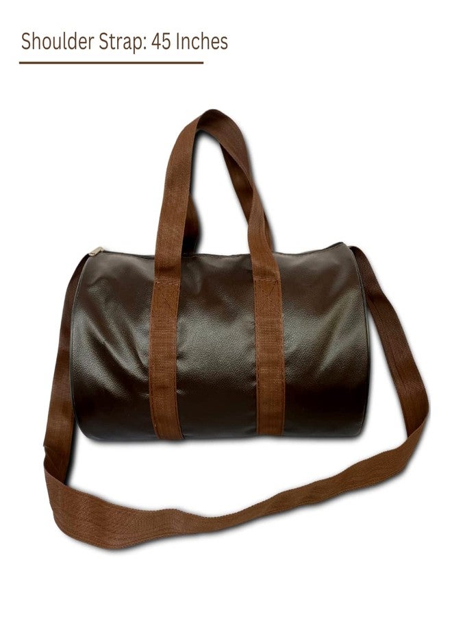 STRUTT Brown Faux Leather Duffel Bag Stylish & Lightweight Travel Duffle Bag, Premium Duffel Bag for Travelling & Gym - Image 2