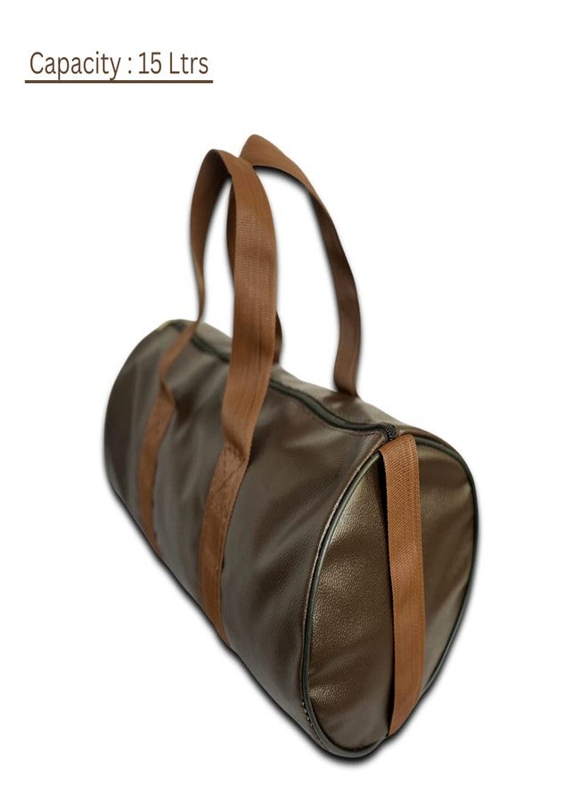 STRUTT Brown Faux Leather Duffel Bag Stylish & Lightweight Travel Duffle Bag, Premium Duffel Bag for Travelling & Gym - Image 4