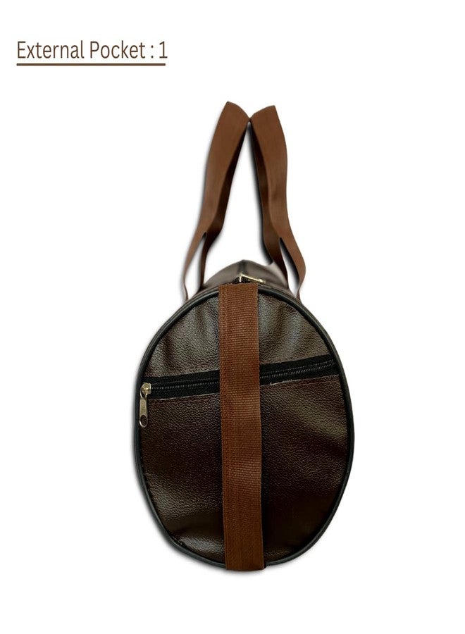 STRUTT Brown Faux Leather Duffel Bag Stylish & Lightweight Travel Duffle Bag, Premium Duffel Bag for Travelling & Gym - Image 5