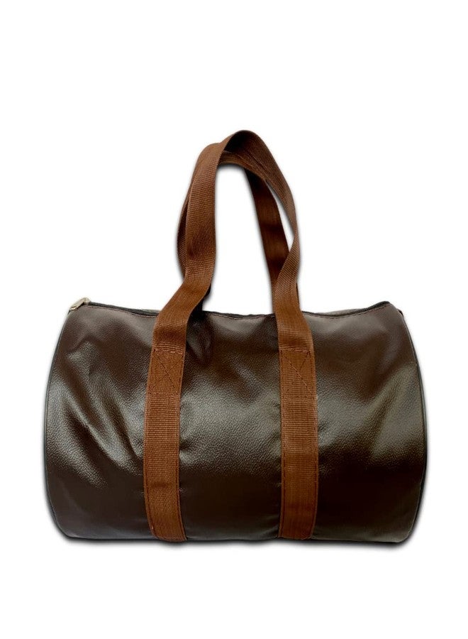 STRUTT Brown Faux Leather Duffel Bag Stylish & Lightweight Travel Duffle Bag, Premium Duffel Bag for Travelling & Gym - Image 1