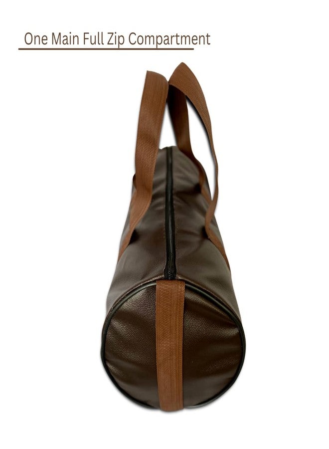 STRUTT Brown Faux Leather Duffel Bag Stylish & Lightweight Travel Duffle Bag, Premium Duffel Bag for Travelling & Gym - Image 3