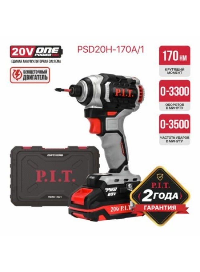 مفك براغي كهربائي بطارية 20 فولت 1/4 بوصة P.I.T موديل PSD20H-170A/1