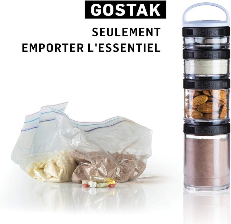 BlenderBottle Blender Bottle GoStak Food Storage Containers for Protein Powder, Healthy Snacks, and Portion Control, 40cc 4-Pak, Black - Image 2