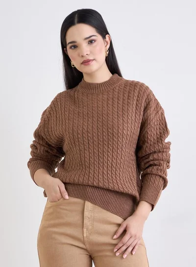 ستايلي سويتر محاكة بكابل بني