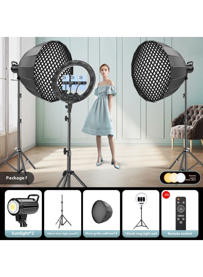 Live Room Professional Fill Light Anchor Beauty Soft Light Deep Mouth Parabolic Soft Light Box Film And Television Long Bright Light-Light Source Color:Metal Cob Model 60cm Deep Mouth Live Broadcast - Image 1