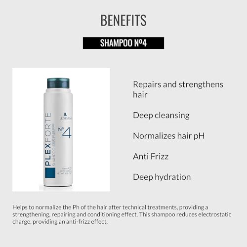 Lendan - Repair Shampoo - Plex Forte Nº4 Shampoo - 300 ml - Repairs and Strengthens Hair - Deep Cleanses - Normalizes Hair pH - Anti-Frizz - Deep Hair Hydration - Image 3