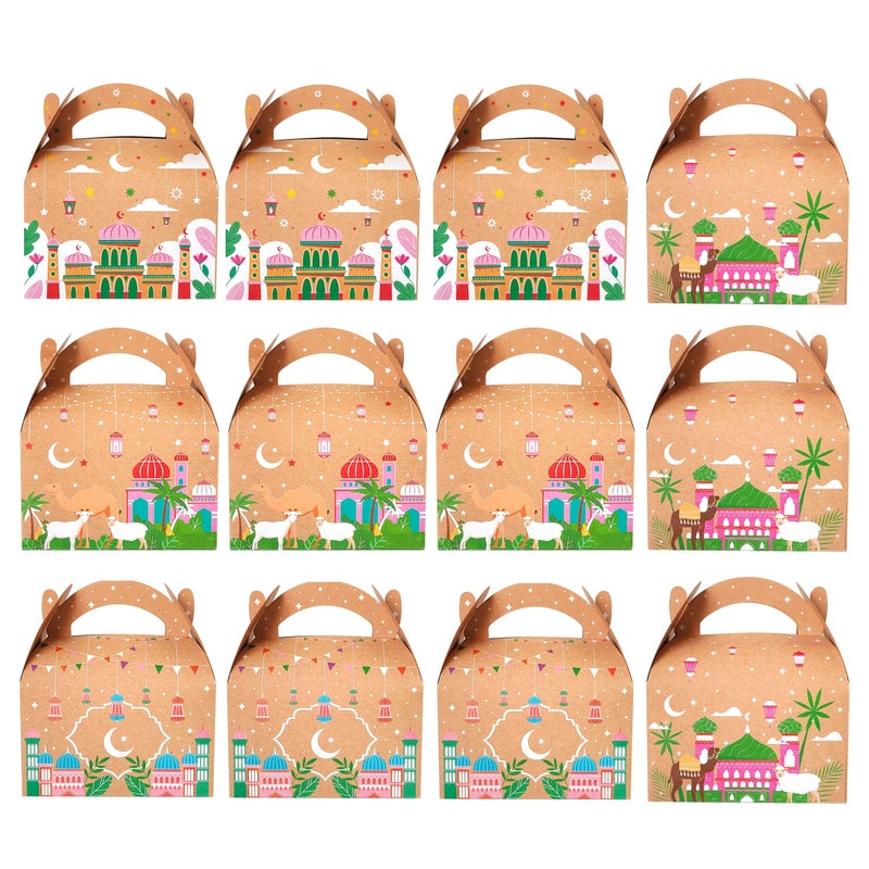 Gift For Her Him New 12pcs 24pcs Ramadan Mubarak Gift Box Made Of Brown Kraft Paper With Handles Perfect Holiday Packaging - Image 1