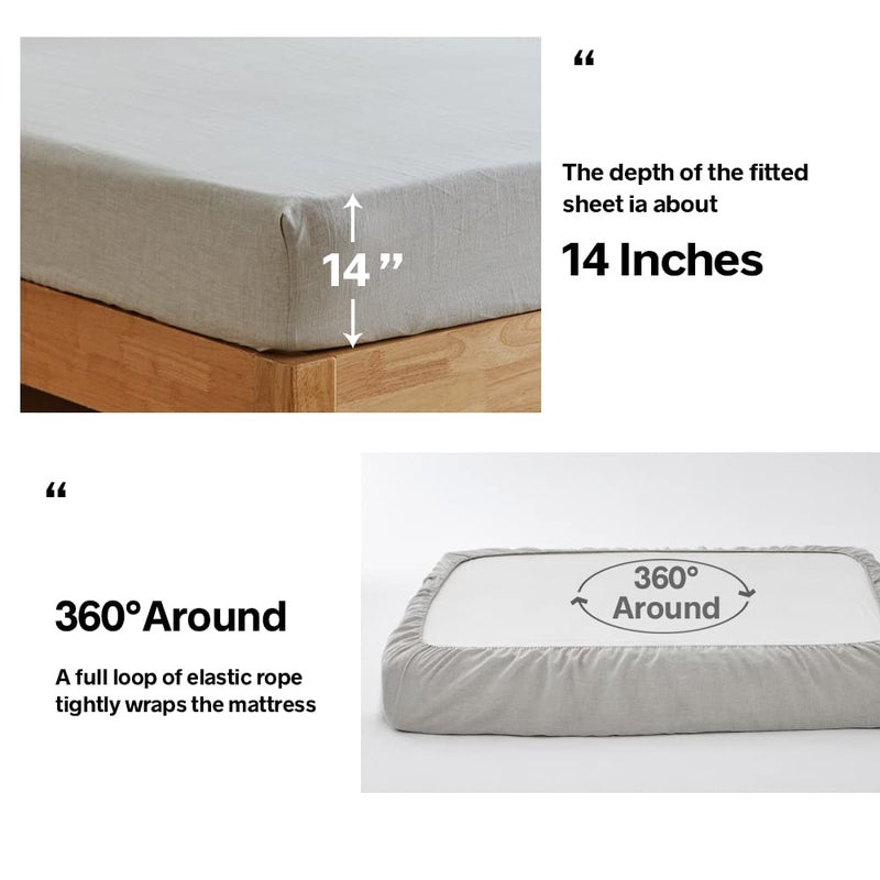 Simple&Opulence 100% French Linen Sheet Set Breathable Durable for Hot Sleepers Bedding 4 Pcs Set-1 Flat Sheet,1 Fitted Sheet,2 Pillowcases with Hemstitch Lace Embroidery Design (Linen, King) - Image 4