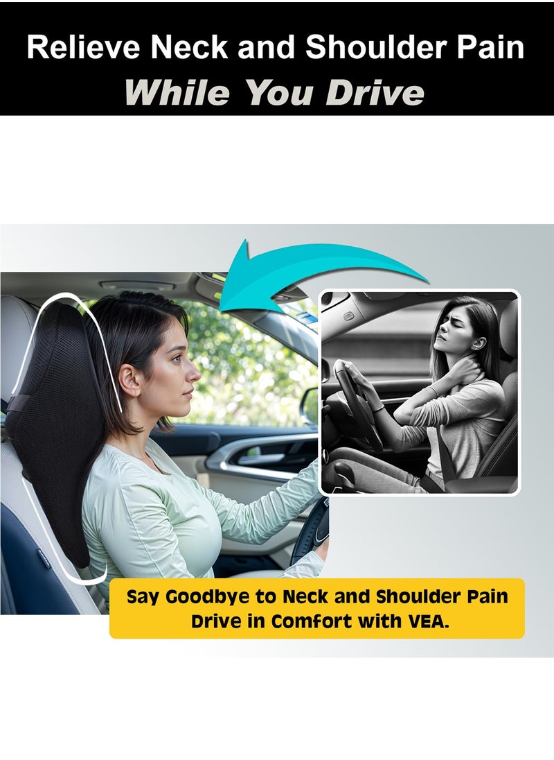 VEA VEA Car Neck Pillow - Memory Foam Headrest for Neck Pain Relief & Cervical Support  - Image 2