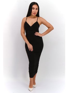 Women Plain Midi Dress, Black