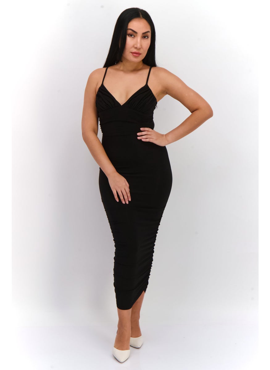 Ava + Esme - Women Plain Midi Dress, Black - Image 1