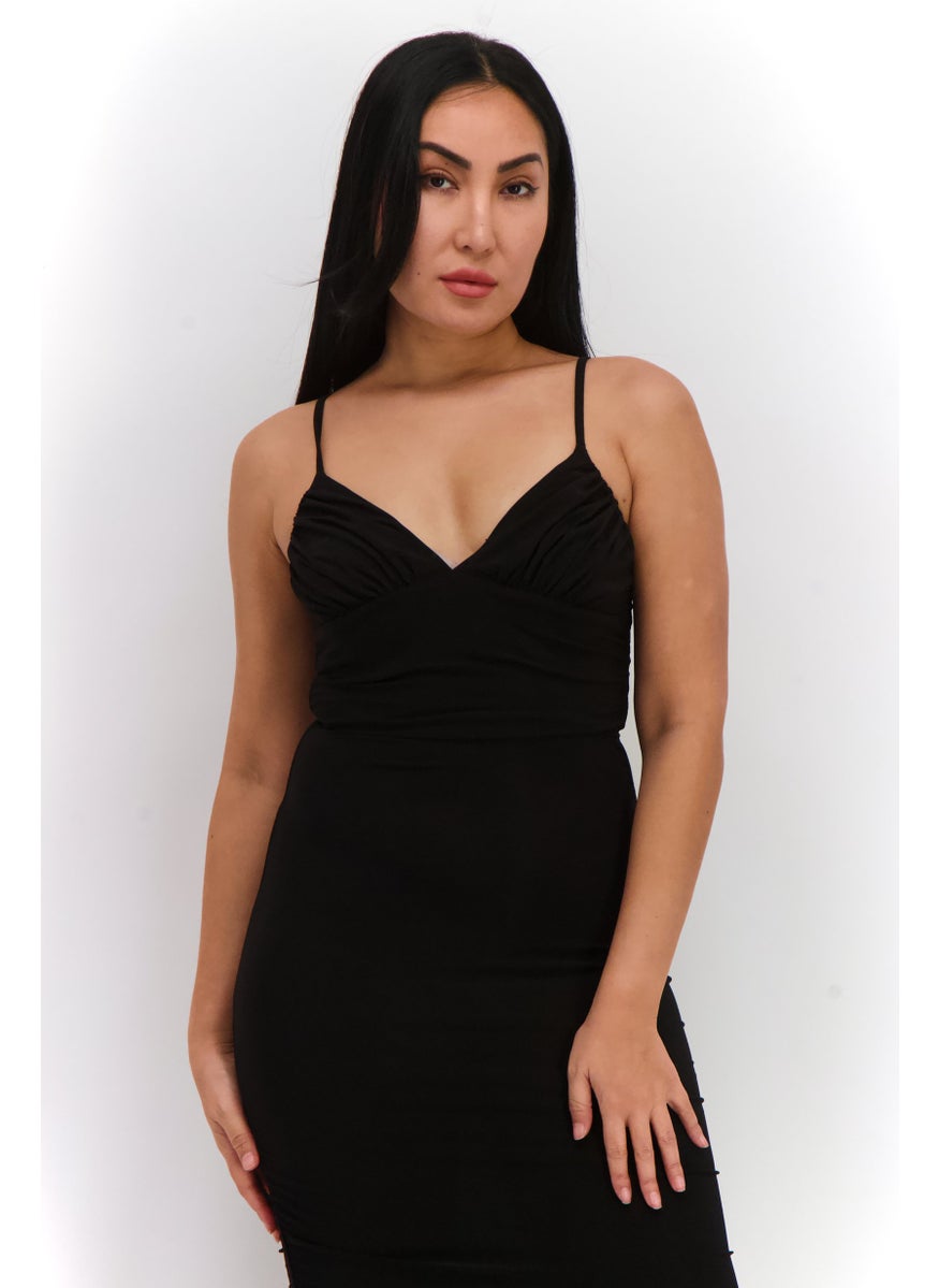 Ava + Esme - Women Plain Midi Dress, Black - Image 1