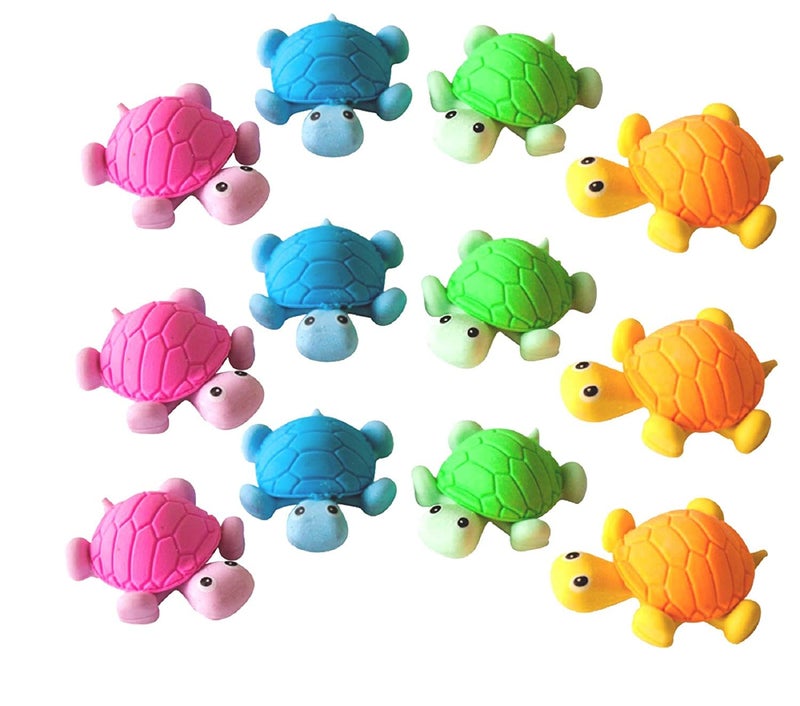 E Shopping ممحاة على شكل سلحفاة لطيفة للأطفال من E Shopping® هدية مثالية لعيد ميلاد الأطفال، عبوة من 12 (متعددة الألوان) - Image 1
