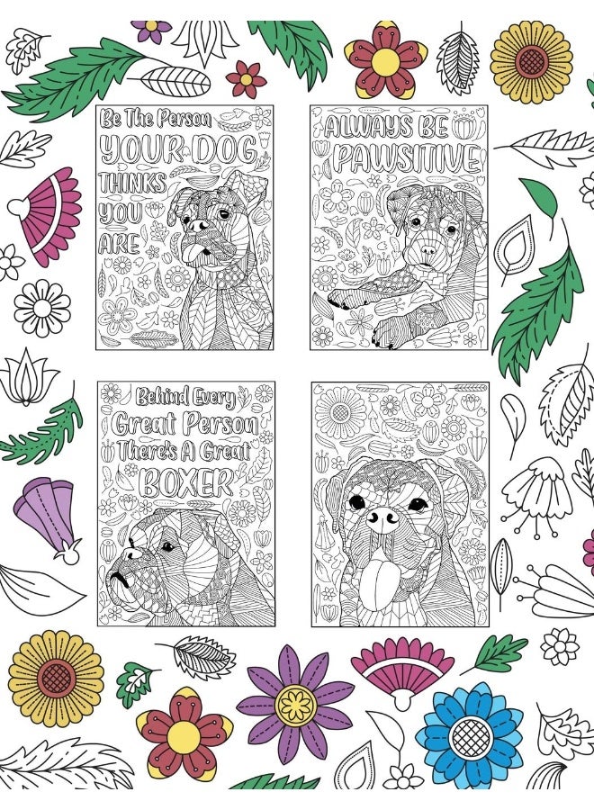 Boxer Dog Coloring Book: Adult Coloring Book, Gifts for Boxer Dog Lovers, Floral Mandala Coloring, Dog Coloring Book, Activity Coloring Book  - Image 2