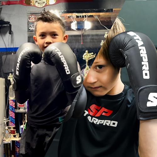 Starpro Kids Boxing Gloves 4oz 6oz - Youth Boxing Gloves for Boys & Girls - Junior Gloves for Boxing MMA Muay Thai & Training - Black - Image 4