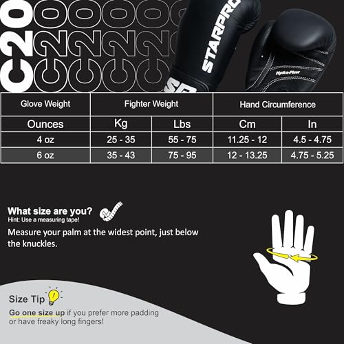 Starpro Kids Boxing Gloves 4oz 6oz - Youth Boxing Gloves for Boys & Girls - Junior Gloves for Boxing MMA Muay Thai & Training - Black - Image 2