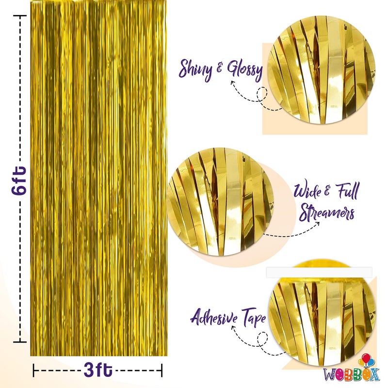 Wobbox Anniversary Party Props with Black & Golden Balloon Font Bunting Banner & Balloon & Foil Curtain, Anniversary Party Decoration (47 Pcs Combo) - Image 5