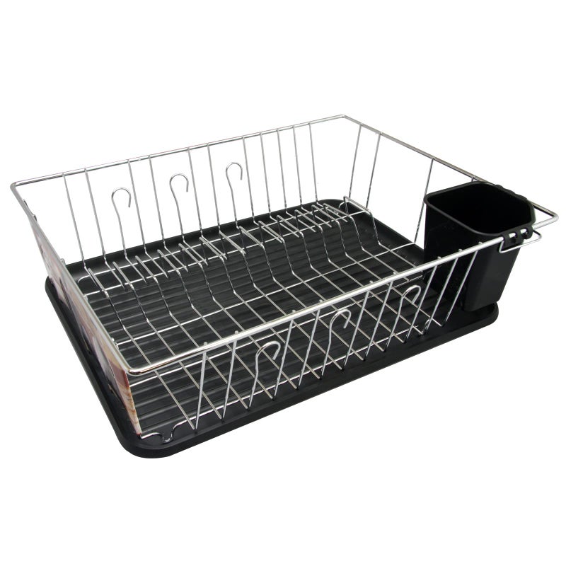 Better Chef DR1603 16Inch Dish Rack Side Mounting Mug Stand and Cutlery Holder Metal Construction with Attractive Chrome Plating Includes Plastic Draining Tray Mug Stand and Cutlery Holder