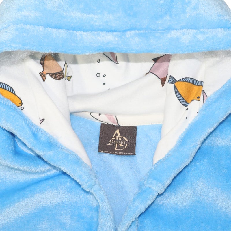 Adhigams Baby Stylish Bath Robe, Towel, Wrapper | Unisex Bath Wrap for Baby boy and Girl (12-24 Months) (Blue) - Image 5
