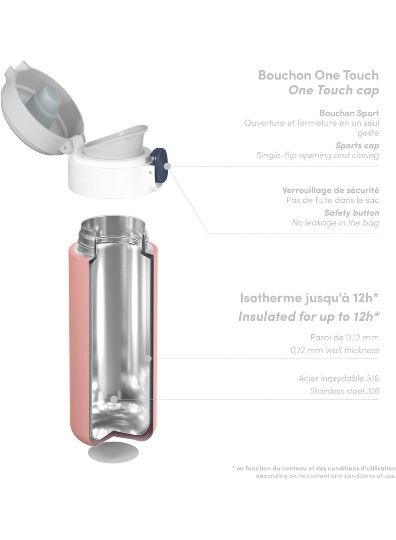 Monbento Pop Insulated Bottle, Rosa Moka Stainless Steel  Water Bottle  Vacuum Insulated Drink Bottle for School, Travel & Everyday Hydration-360ml - Image 2