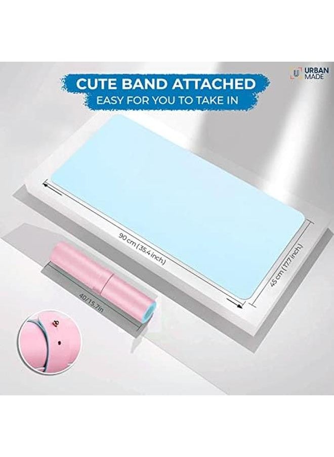 erorex - Desk Mat Blotter For Laptop Large Extended Mouse Pad For Office Table Mat Office Accessories For Desk Keyboard Computer Gaming Study Anti Slip And Reversible Full Desk Pink Blue - Image 1