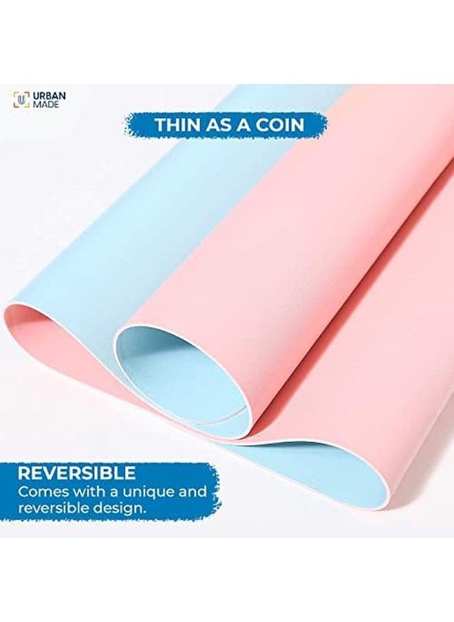 erorex - Desk Mat Blotter For Laptop Large Extended Mouse Pad For Office Table Mat Office Accessories For Desk Keyboard Computer Gaming Study Anti Slip And Reversible Full Desk Pink Blue - Image 1