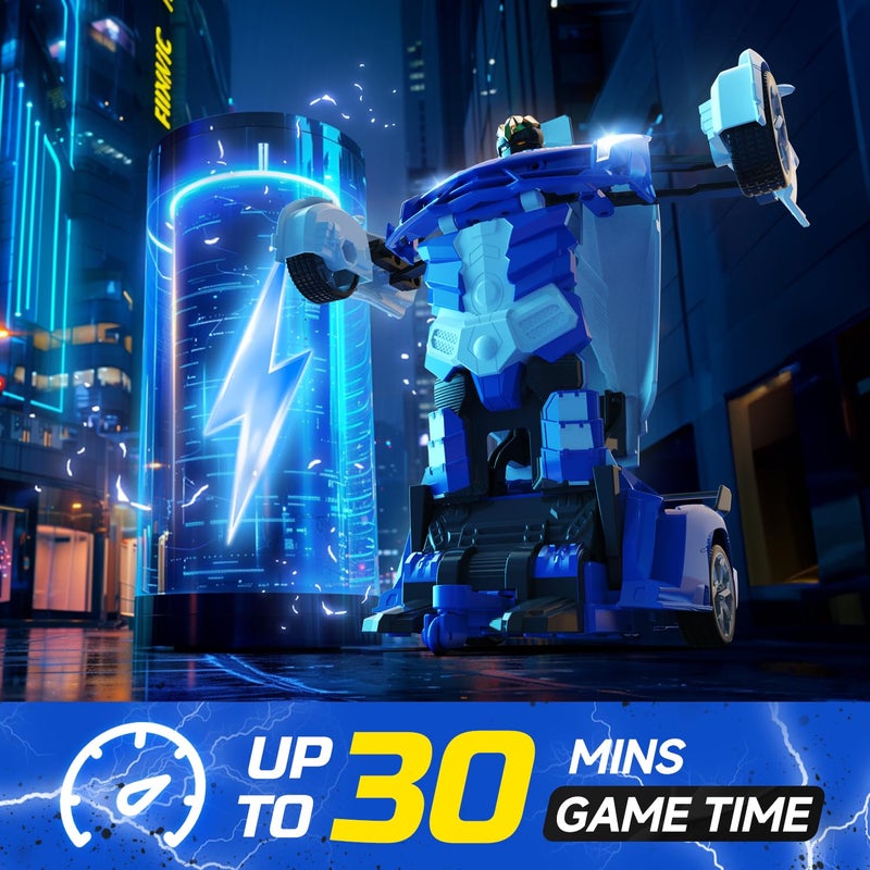 DEERC Transform Remote Control Car 2.4GHz Robot RC Cars 1:18 Scale Police Car Toy One-Button Deformation & 360 Rotating Drifting for Kids Boys Age 4-7 8-12 Birthday Xmas Gift - Image 5