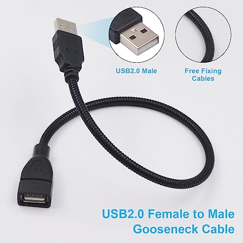 Duttek USB Gooseneck Cable 1FT/30CM, USB2.0 Cable, USB 2.0 Type A Male to Female Jack Sync Data Flexible Extension Gooseneck Cord - Image 3