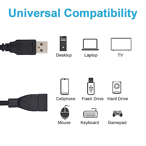 Duttek USB Gooseneck Cable 1FT/30CM, USB2.0 Cable, USB 2.0 Type A Male to Female Jack Sync Data Flexible Extension Gooseneck Cord - Image 5