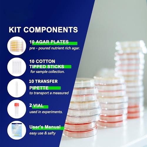 Nutrient Agar Petri Dishes Science Project Kit20 PrePoured Agar Plates and Cotton Swabs for Science Experiments Bacteria Science Kit Sealed Separately - Image 5