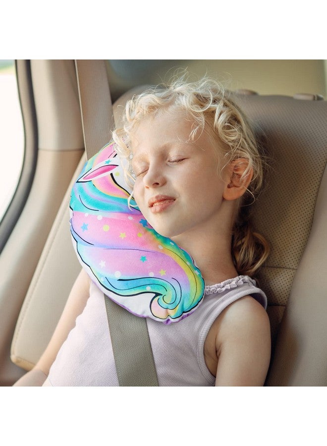 FIODAY Seat Belt Cover Pad for Kids Unicorn Seatbelt Pillow Soft Seat Belt Cover Car Pillow Toddler Travel Seat Strap Pad Neck Support for Girls Boys, Rainbow - Image 2