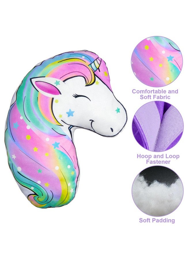 FIODAY Seat Belt Cover Pad for Kids Unicorn Seatbelt Pillow Soft Seat Belt Cover Car Pillow Toddler Travel Seat Strap Pad Neck Support for Girls Boys, Rainbow - Image 4